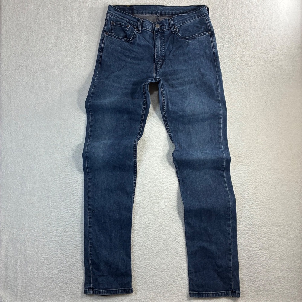 Levis 514 Straight Jeans Men 32x36 Blue Fade Stretch Casual Tall Whiskered Denim - Picture 3 of 7